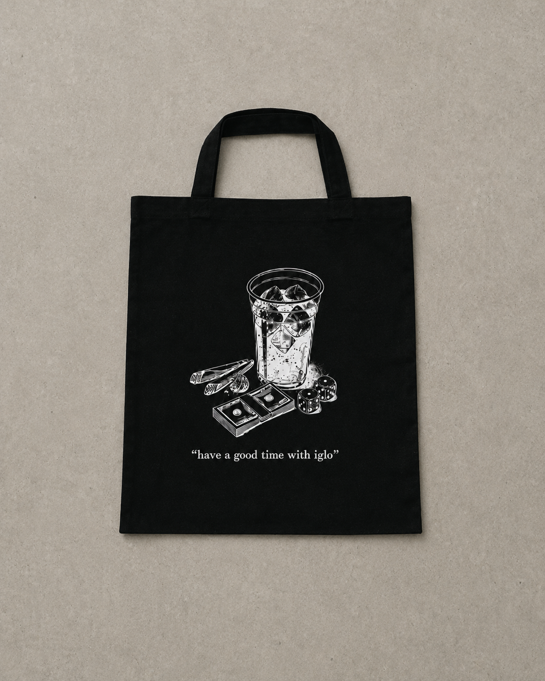 "have a good time with iglo" Tote Bag - Black